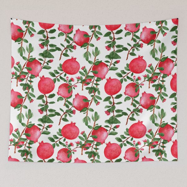 Item preview, Pomegrante White Pattern designed and sold by ZamZamDesign.