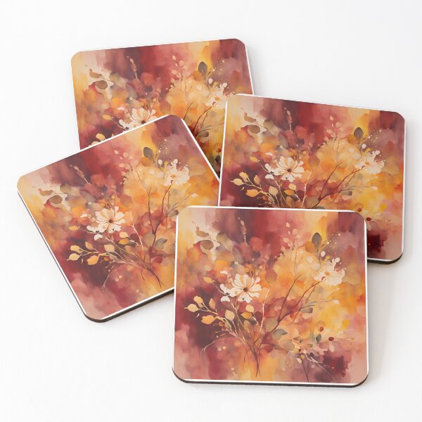 Item preview,   Watercolor Florals Pattern  Gold  Burgundy,  Autumn  Romantic Elegant Pattern designed and sold by KolorellaS.