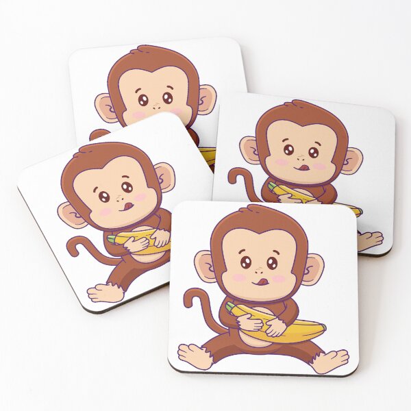 Item preview, Cute monkey cartoon holds banana designed and sold by alvariski.
