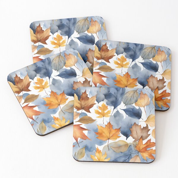 Item preview,  Romantic Elegant Pattern Watercolor Leaves Pattern Gold Blue,  designed and sold by KolorellaS.