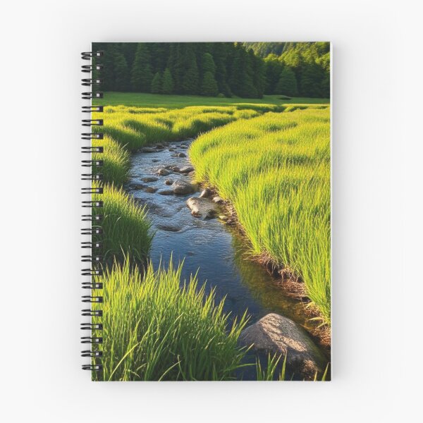 Item preview, Serenity Stream Amidst Verdant Fields designed and sold by ZenOfAIarts.