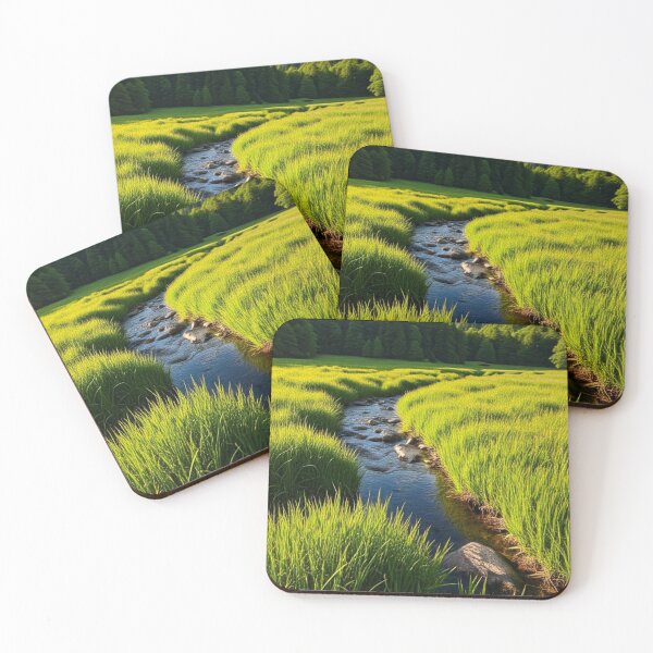Item preview, Serenity Stream Amidst Verdant Fields designed and sold by ZenOfAIarts.