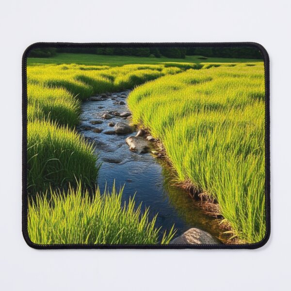 Item preview, Serenity Stream Amidst Verdant Fields designed and sold by ZenOfAIarts.