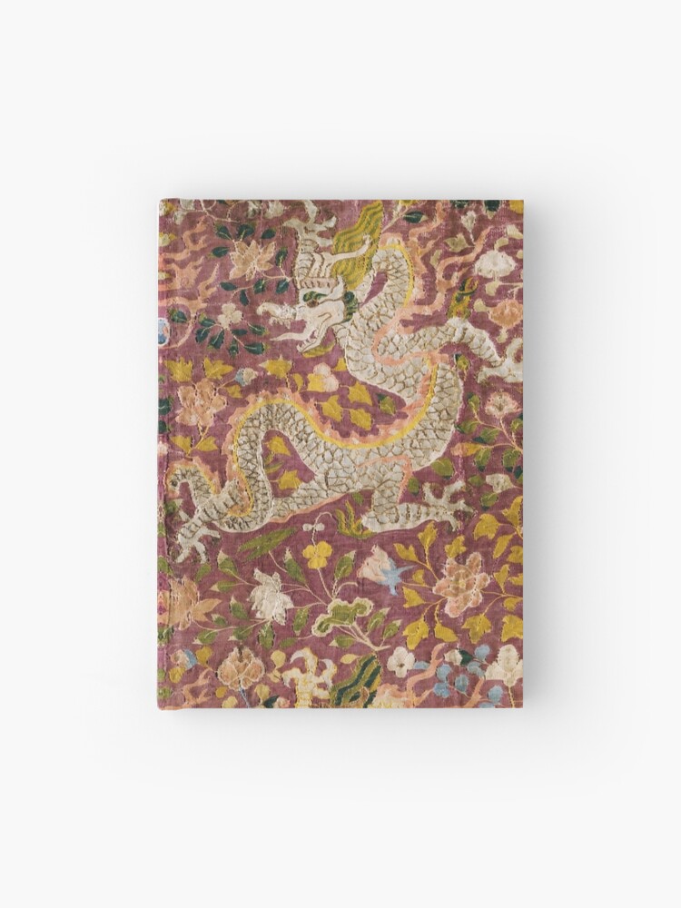 ORIENTAL DRAGONS AND FLOWERS Purple Yellow White Antique Floral