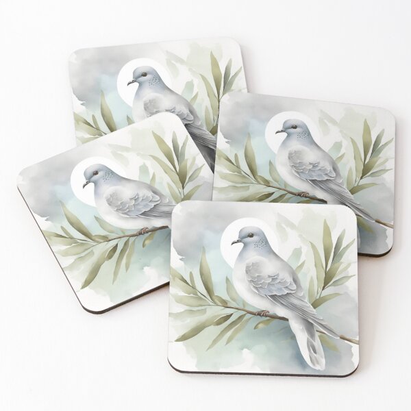 Item preview, Peaceful Dove with Olive Branch Watercolor designed and sold by WaterBirdArt.