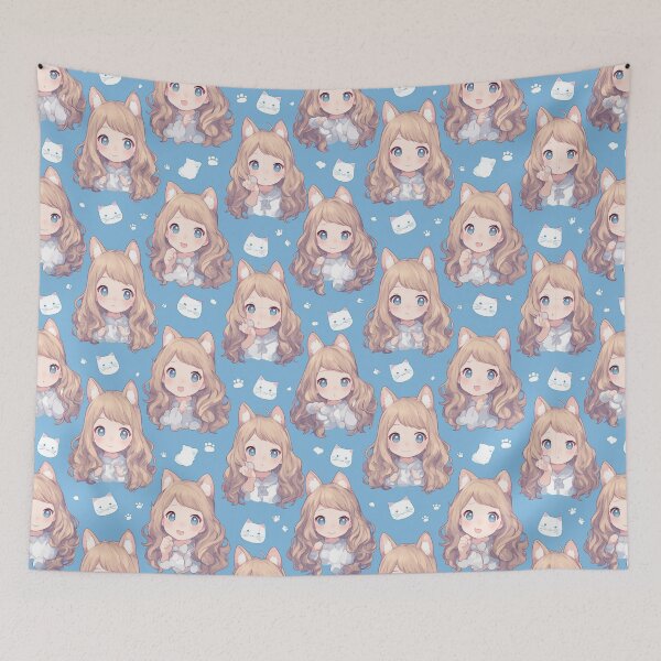 Item preview, Anime Cat Girl Pattern by AI designed and sold by DigitAIShop.