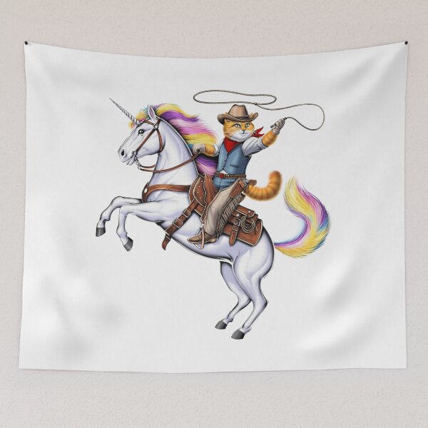 Item preview, Cat Cowboy Riding Rodeo Unicorn designed and sold by underheaven.