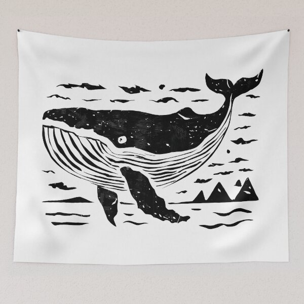 Item preview, Whale Linocut designed and sold by Angry Swan Designs.