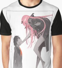 Darling in the Franxx Hiro and Zero Two logo Graphic T-Shirt