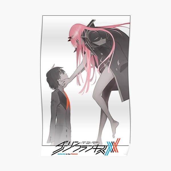 Darling in the Franxx Hiro and Zero Two logo Poster