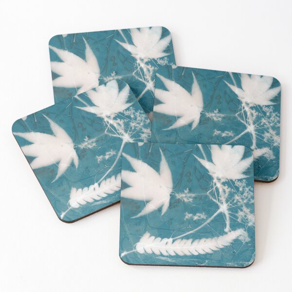 Item preview, Leaves and Fern Botanical Cyanolumen designed and sold by Katherine Edwards Art.