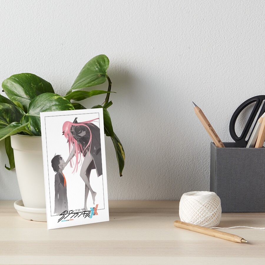 Darling in the Franxx Hiro and Zero Two logo Art Board Print