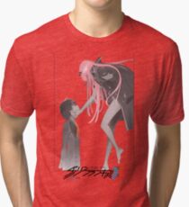 Darling in the Franxx Hiro and Zero Two logo Tri-blend T-Shirt