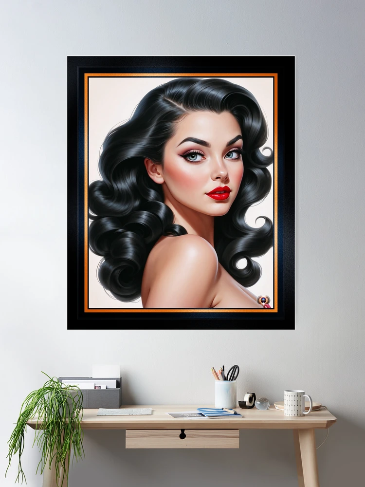 Vintage Glamour Portrait Featuring A Striking Timeless Hollywood Beauty AI Concept Art by Xzendor7 2 Vintage Glamour Portrait Featuring A Striking Timeless Hollywood Beauty Captivating AI Concept Art by Xzendor7 Wall Decor Poster Art Print