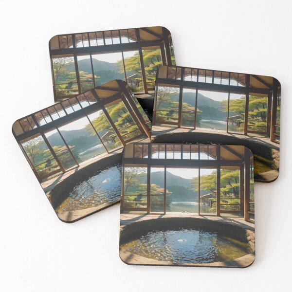 Item preview, Onsen Serenity with River and Mountain Views designed and sold by BlareBlare.