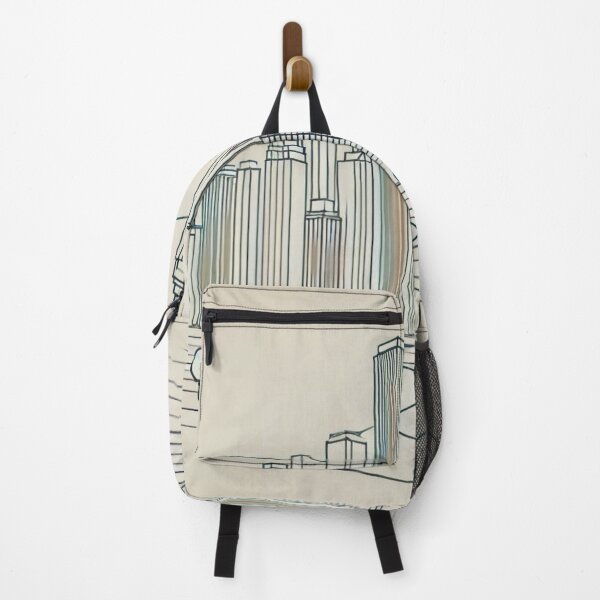 Item preview, Urban-Nature Harmony in Line Art: Modern City Skyline with Mountain Background designed and sold by thoratsdesign.