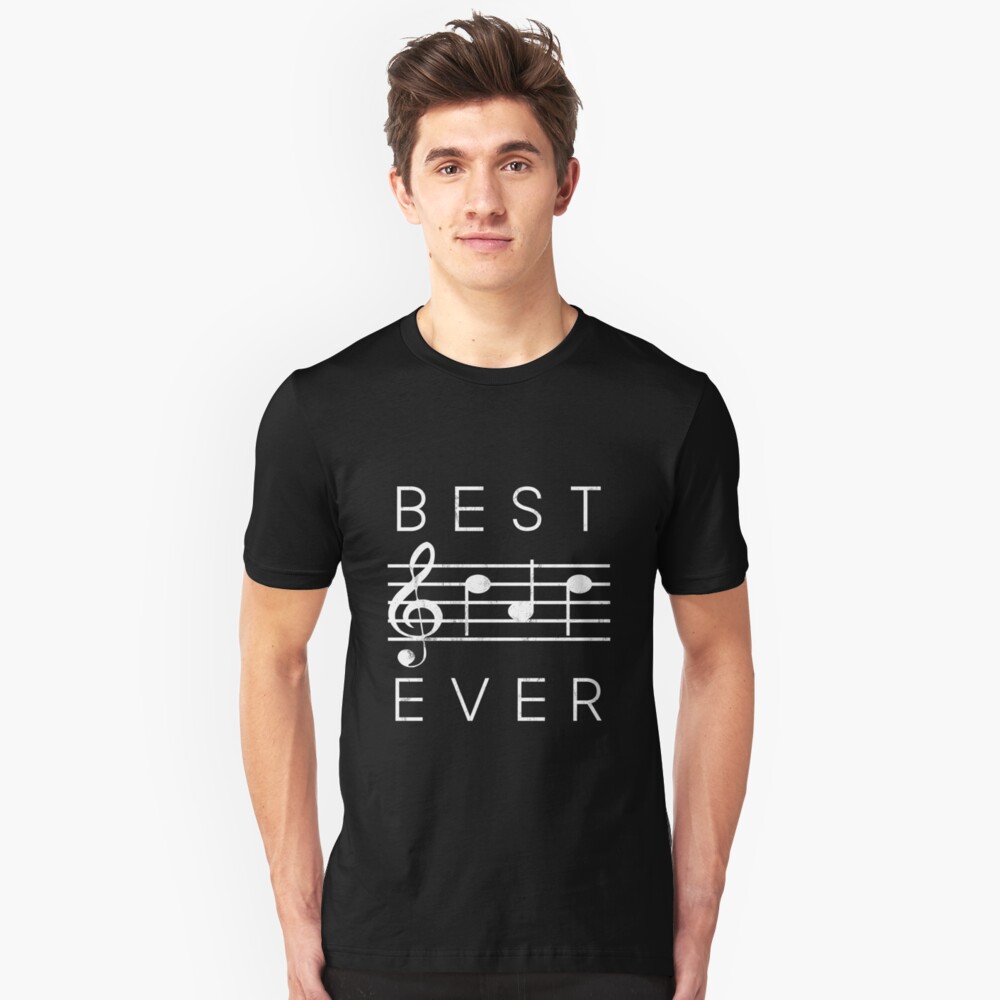Best Dad Ever Music Notes Funny Fathers Day Gift Slim Fit T-Shirt