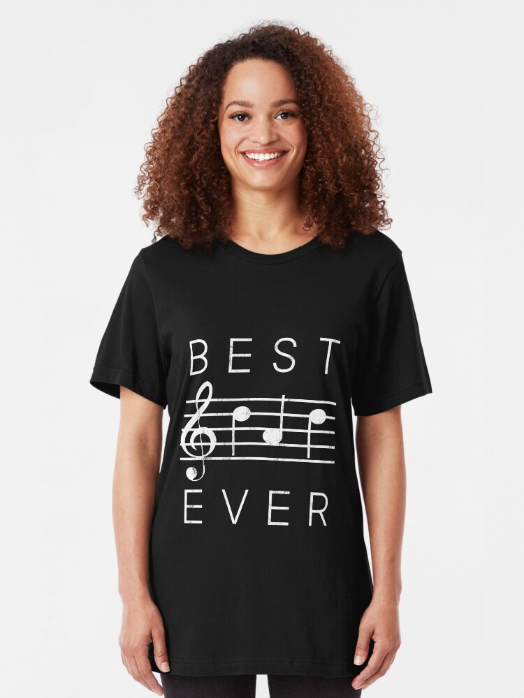 Alternate view of Best Dad Ever Music Notes Funny Fathers Day Gift Slim Fit T-Shirt