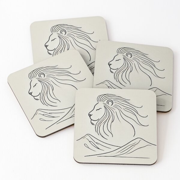 Item preview, Majestic Lion in Minimalist Line Art with Mountain Landscape designed and sold by thoratsdesign.