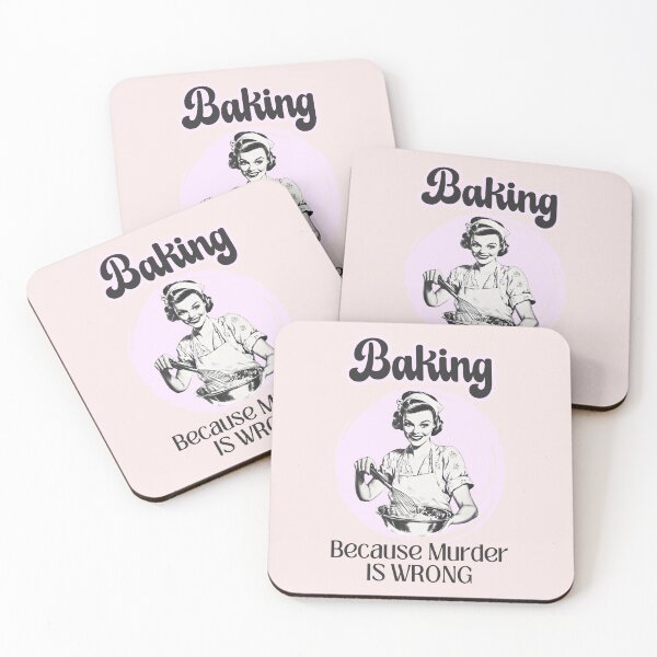 Item preview, Baking Because Murder Is Wrong Dark Humor Retro Cooking designed and sold by KawaiiMotto.