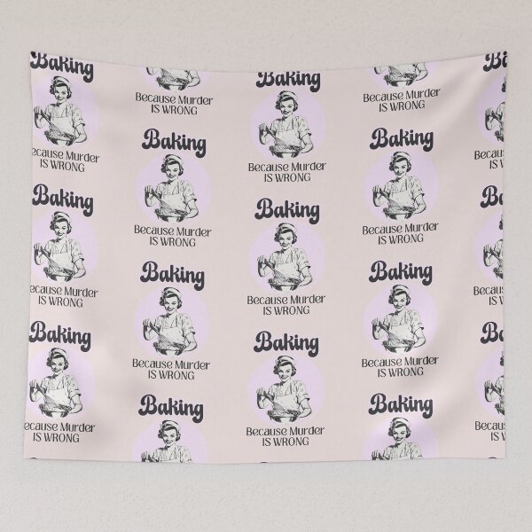 Item preview, Baking Because Murder Is Wrong Dark Humor Retro Cooking designed and sold by KawaiiMotto.