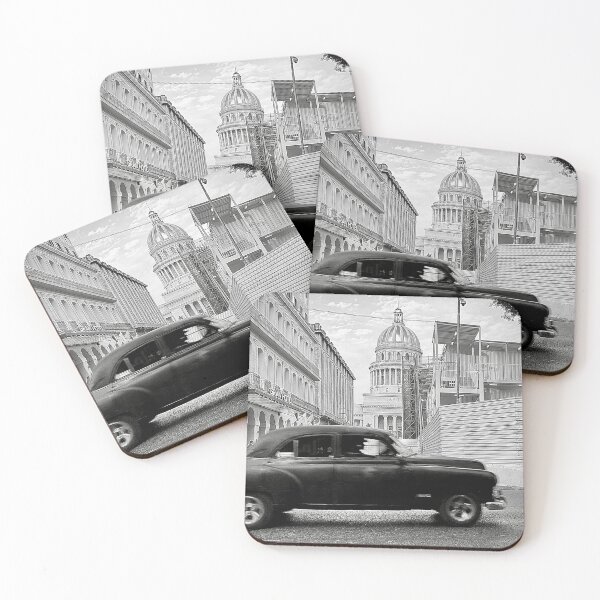 Item preview, Classic Black Automobile driving past el Capitolio - Havana, Cuba designed and sold by vozzaphoto.