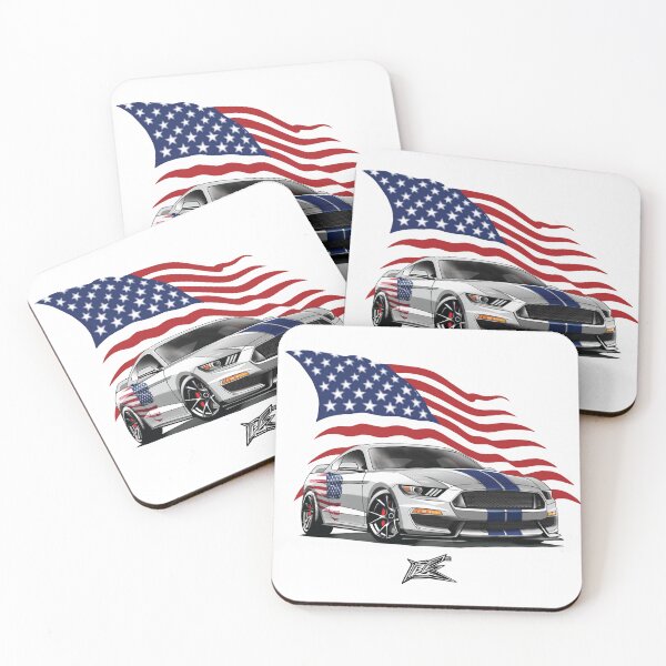 Item preview, patriotic american flag ford mustang gt350r silver  designed and sold by NaquashM.