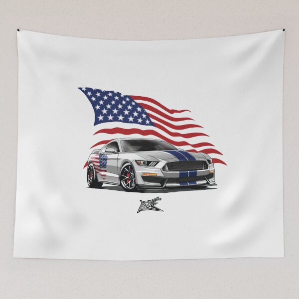 Item preview, patriotic american flag ford mustang gt350r silver  designed and sold by NaquashM.