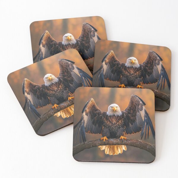 Item preview, American eagle on a branch in Autumn spreading its wings - Wildlife photo 2 designed and sold by TheArtistOf2022.