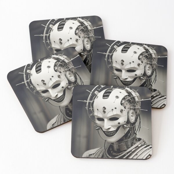 Item preview, Sinister AI Robot with Smiling Mask - Futuristic Dystopian Art designed and sold by Antalahia.