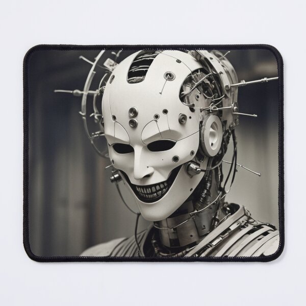 Item preview, Sinister AI Robot with Smiling Mask - Futuristic Dystopian Art designed and sold by Antalahia.