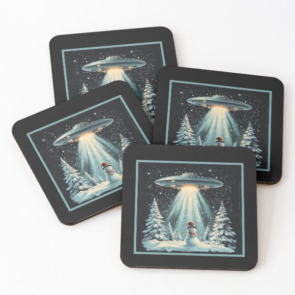Item preview, UFO Abducting Snowman Funny Alien Winter Christmas Conspiracy designed and sold by KawaiiMotto.