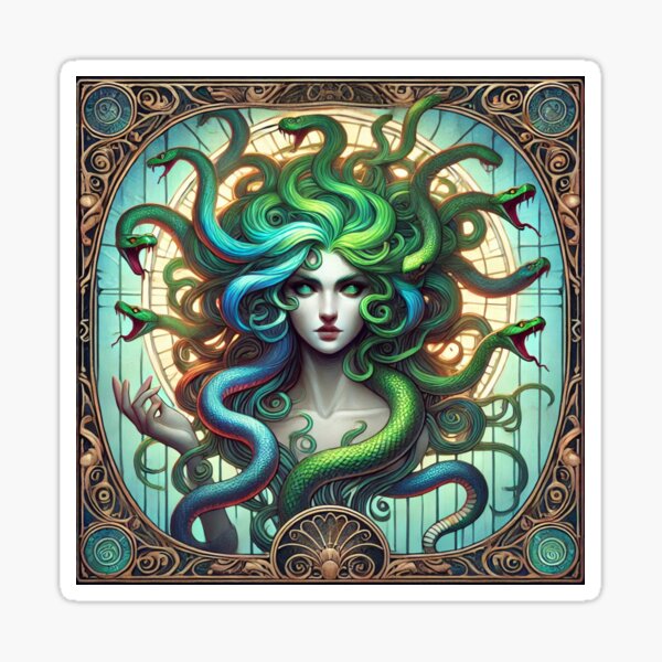 Vista previa del artículo con la obra «Medusa moderna en un marco Art Nouveau», diseñado y vendido por Sigtrix.