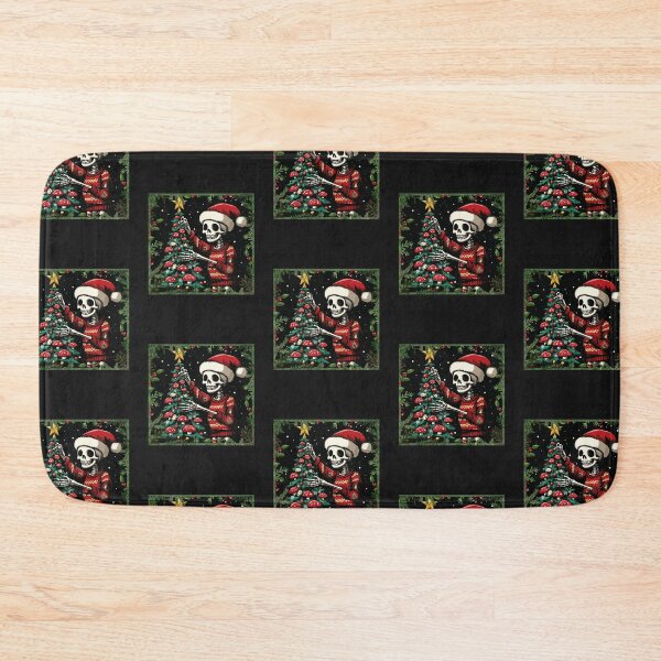 Item preview, Skeleton Decorating Magic Mushroom Christmas Tree Gothic Holiday designed and sold by KawaiiMotto.