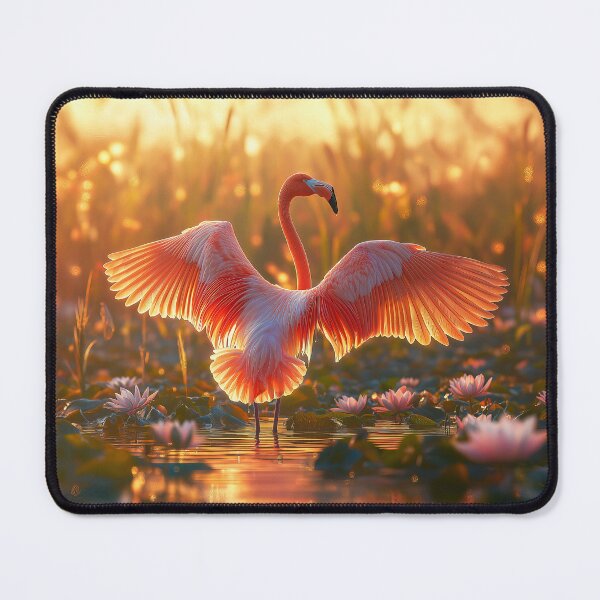 Item preview, Flamingo spreading wings at sunset - Wildlife photo designed and sold by TheArtistOf2022.