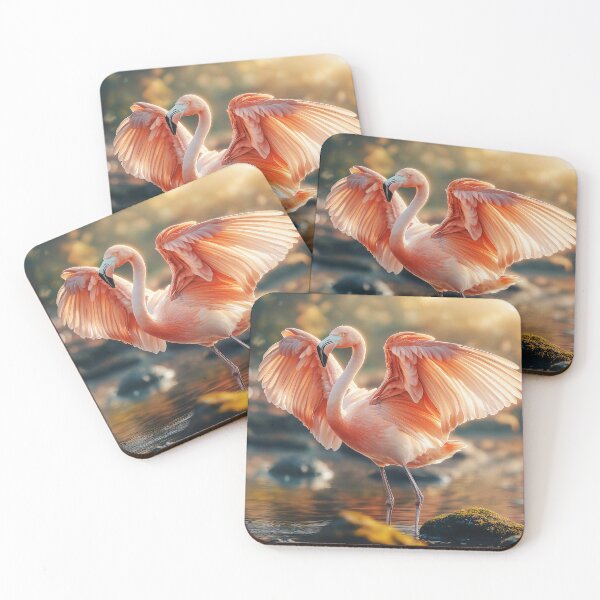 Item preview, Flamingo spreading wings at sunset - Wildlife photo 2 designed and sold by TheArtistOf2022.