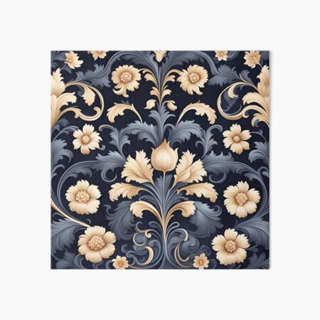 Aperçu de l'œuvre Motif floral baroque bleu marine créée et vendue par VintagePrintsRO.