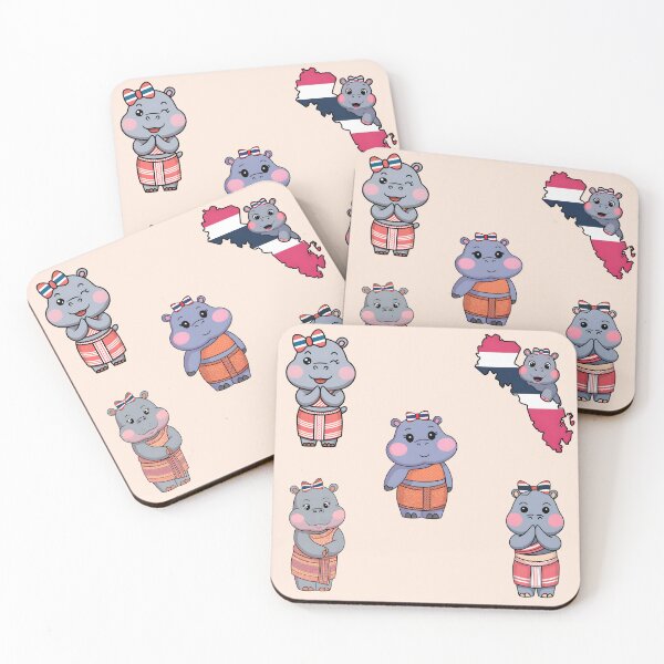Item preview, Moo Deng cute hippo in traditional Thai clothing designed and sold by CooperApe.