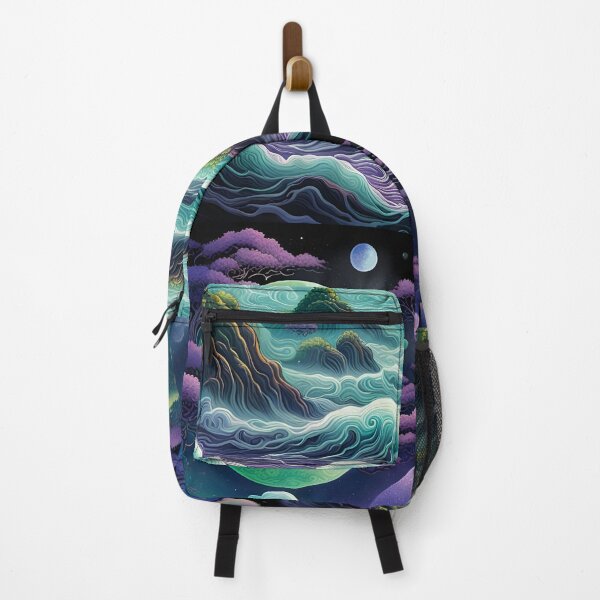 Item preview, Moonlit Tides and Cosmic Skies: Fantasy Landscape with Pagoda designed and sold by Ophelia's Bazaar.