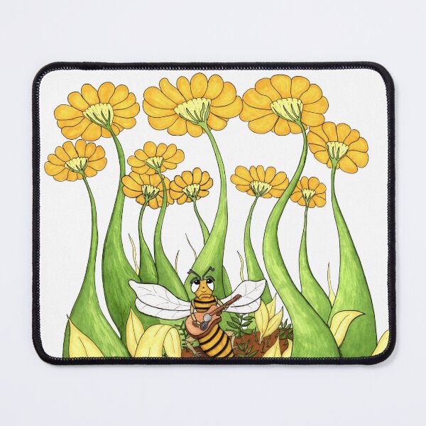 Item preview, A bee playing guitar under the flowers designed and sold by Iansewell22.