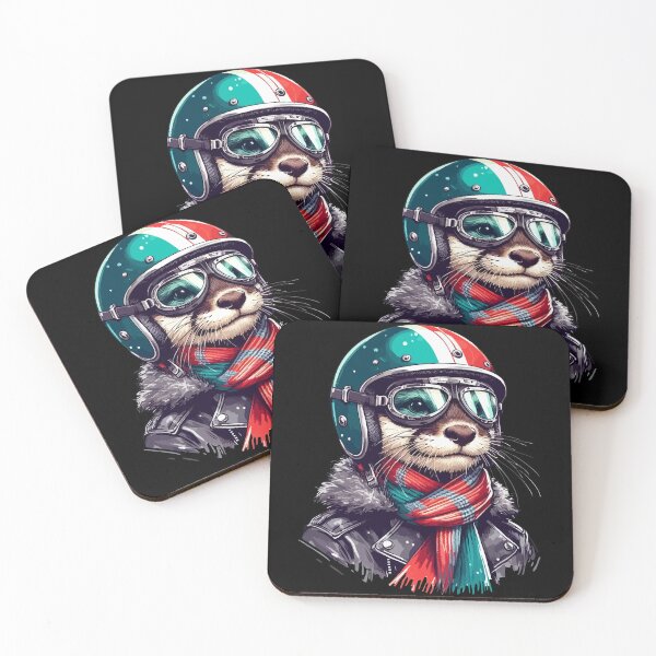 Artikelvorschau, Lustiger Biker-Otter im coolen Helm Retro Anime entworfen und verkauft von TomFrontierArt.
