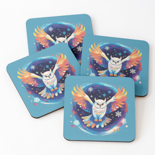 Item preview, A majestic owl in flight against a vibrant blue background design.  designed and sold by HEMRO.