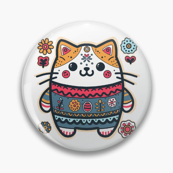 Item preview, KittyKat - Cute Smiley Cat with Flowers designed and sold by KittyKatCats.