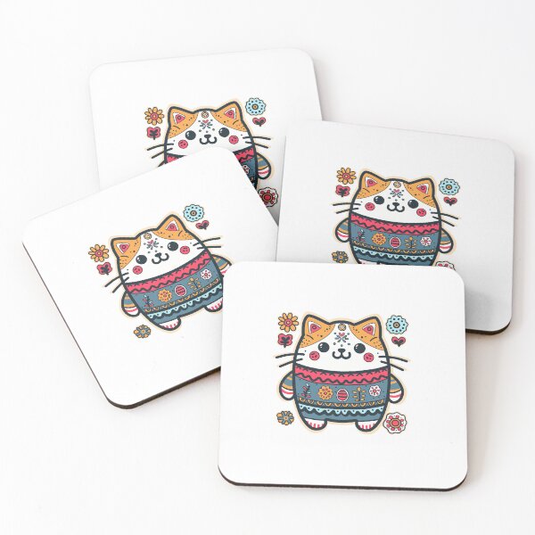 Item preview, KittyKat - Cute Smiley Cat with Flowers designed and sold by KittyKatCats.