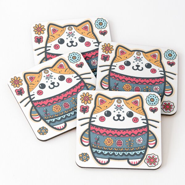 Item preview, KittyKat - Cute Chubby Cat with Flowers designed and sold by KittyKatCats.