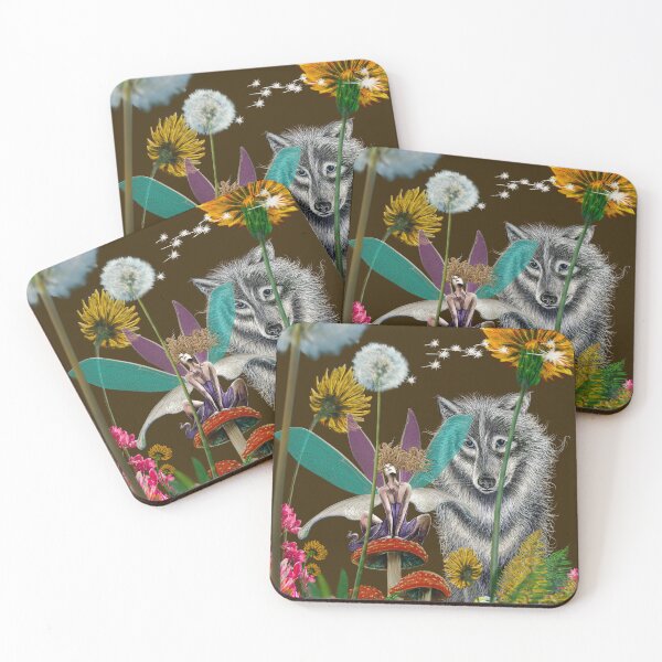 Item preview, Fairy Ring Wolf Security Guard Flowers Mushrooms Dandelions designed and sold by oz10.