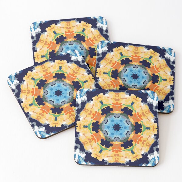 Item preview, Retro Mandala Yellow Blue and Orange designed and sold by WormholeOrbital.