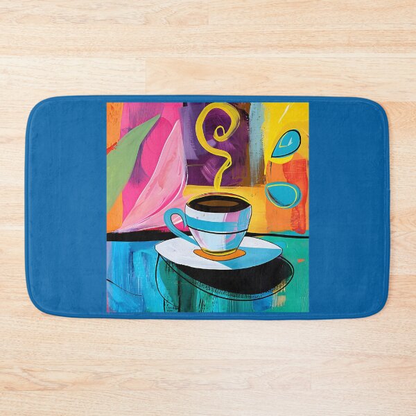 Item preview, Steaming Coffee Cup with Abstract Colorful Background Digital Art Generative AI designed and sold by OlfactoART Studio.