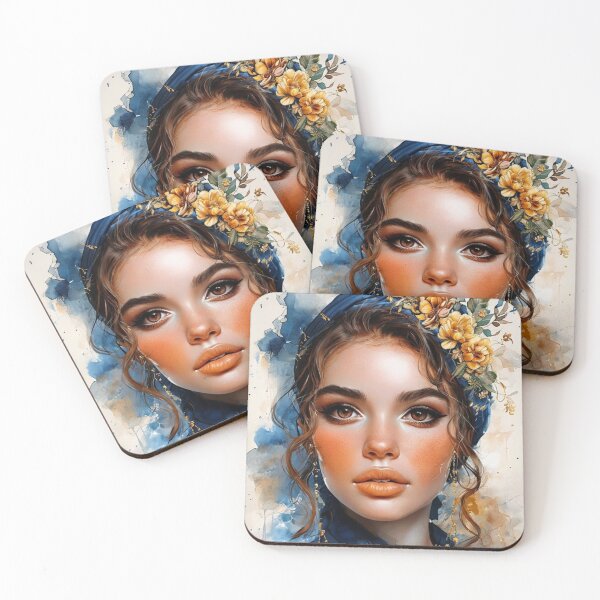 Item preview, Elegant Floral Headscarf with Golden Accents designed and sold by Dipab121.
