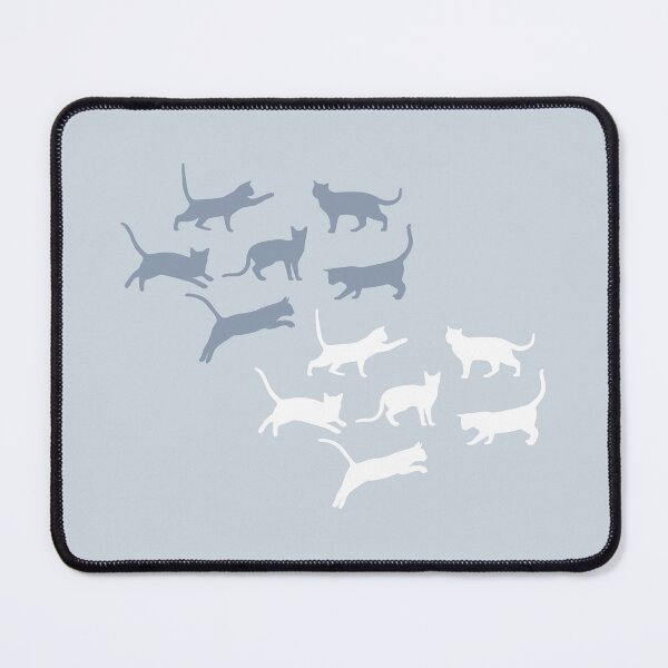 Item preview, Whiskered Wonders: A Dance of Cat Silhouettes, White-Silver Pattern, Unique designed and sold by villacreativa.